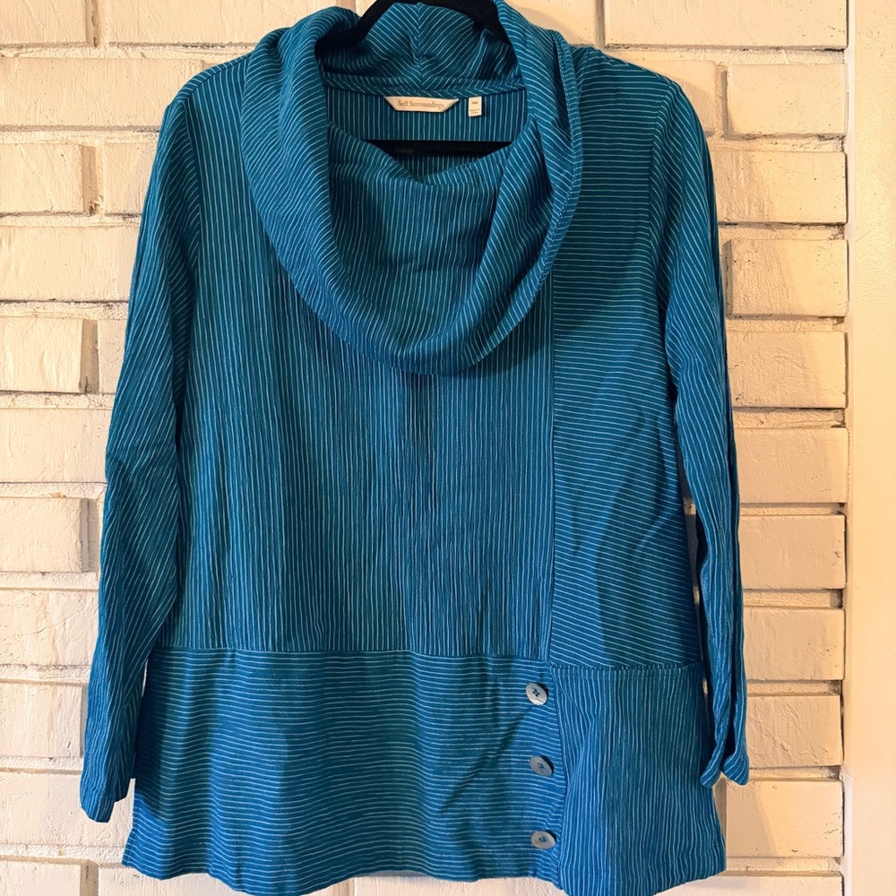 Soft Surroundings Vision In Velvet Cowl Tunic in Tapestry Teal